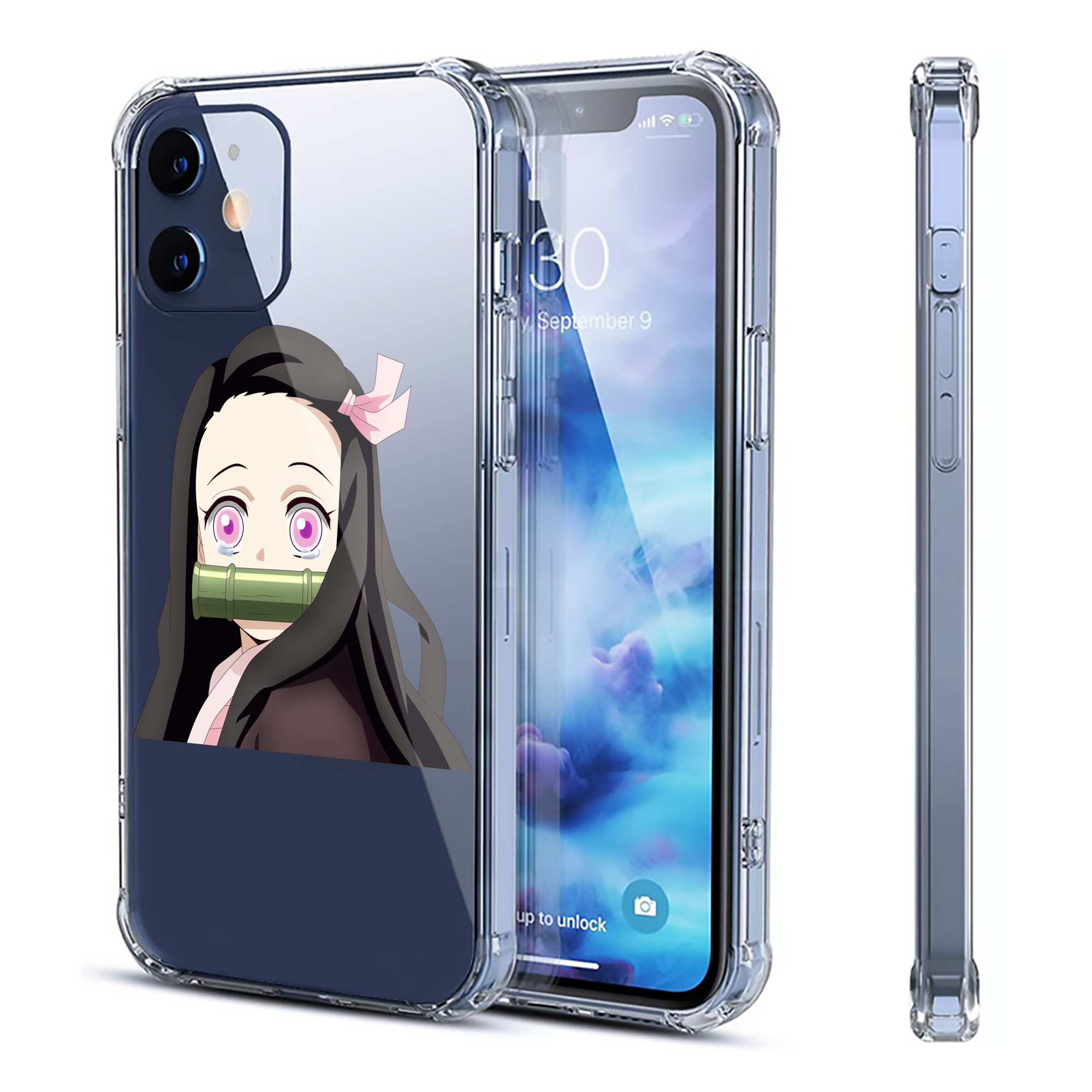 （画像用） 鬼滅の刃（きめつのやいば）竈門 禰󠄀豆子／かまど ねずこ Kamado Nezuko 【iPhone 12シリーズ対応】透明スマホケース（クリアソフトケース）